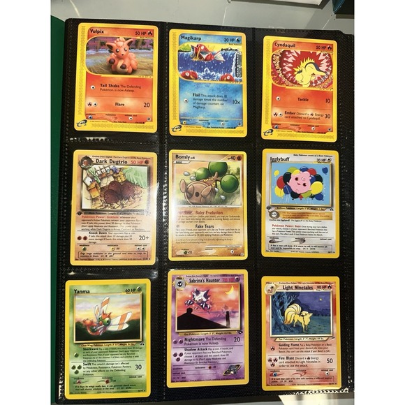 9 card vintage pokemon card lot 1st edition, bonsly, ereader magikarp, etc LP-NM